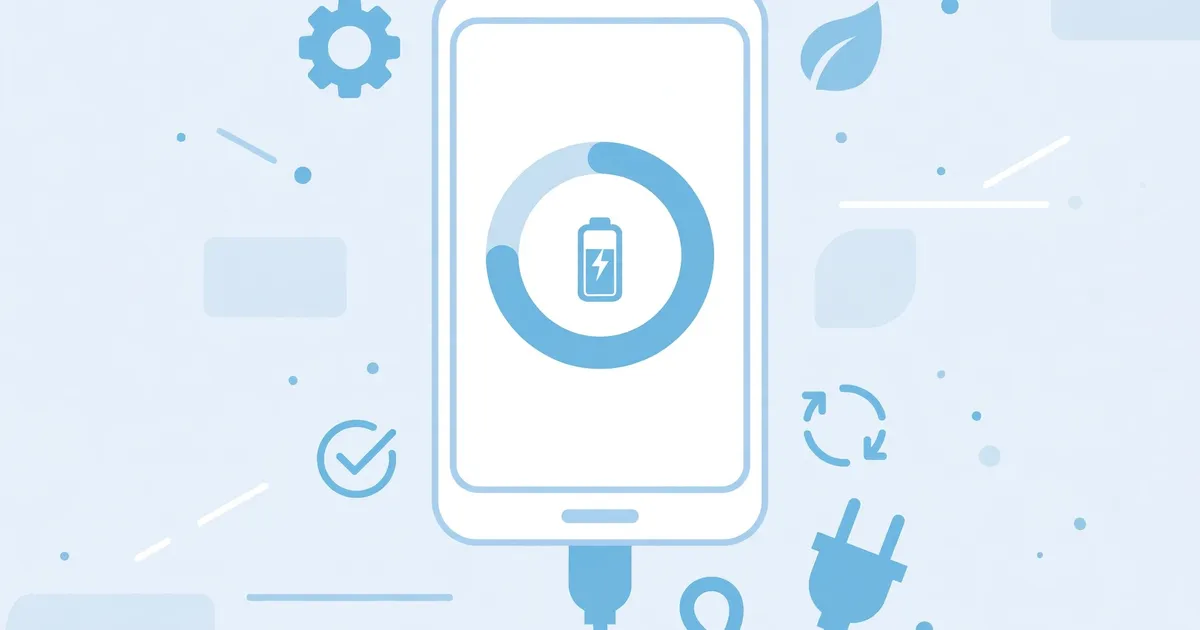 Smartphone with battery icon and leaf, battery optimization concept